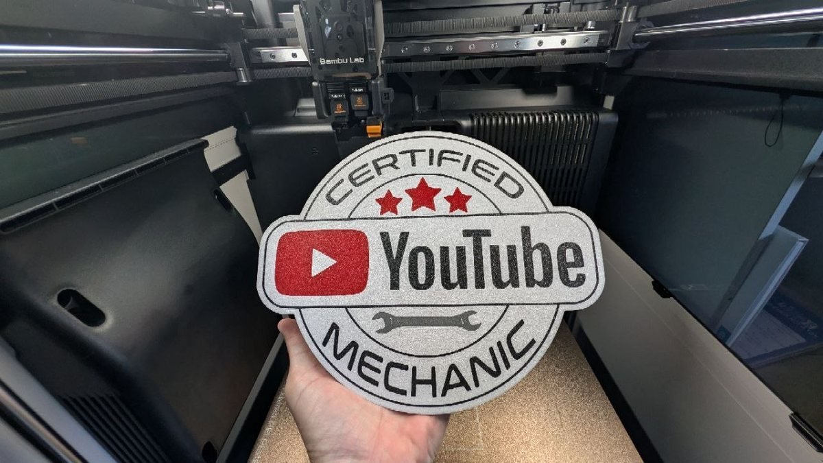Certified YouTube Mechanic 3D printed novelty sign